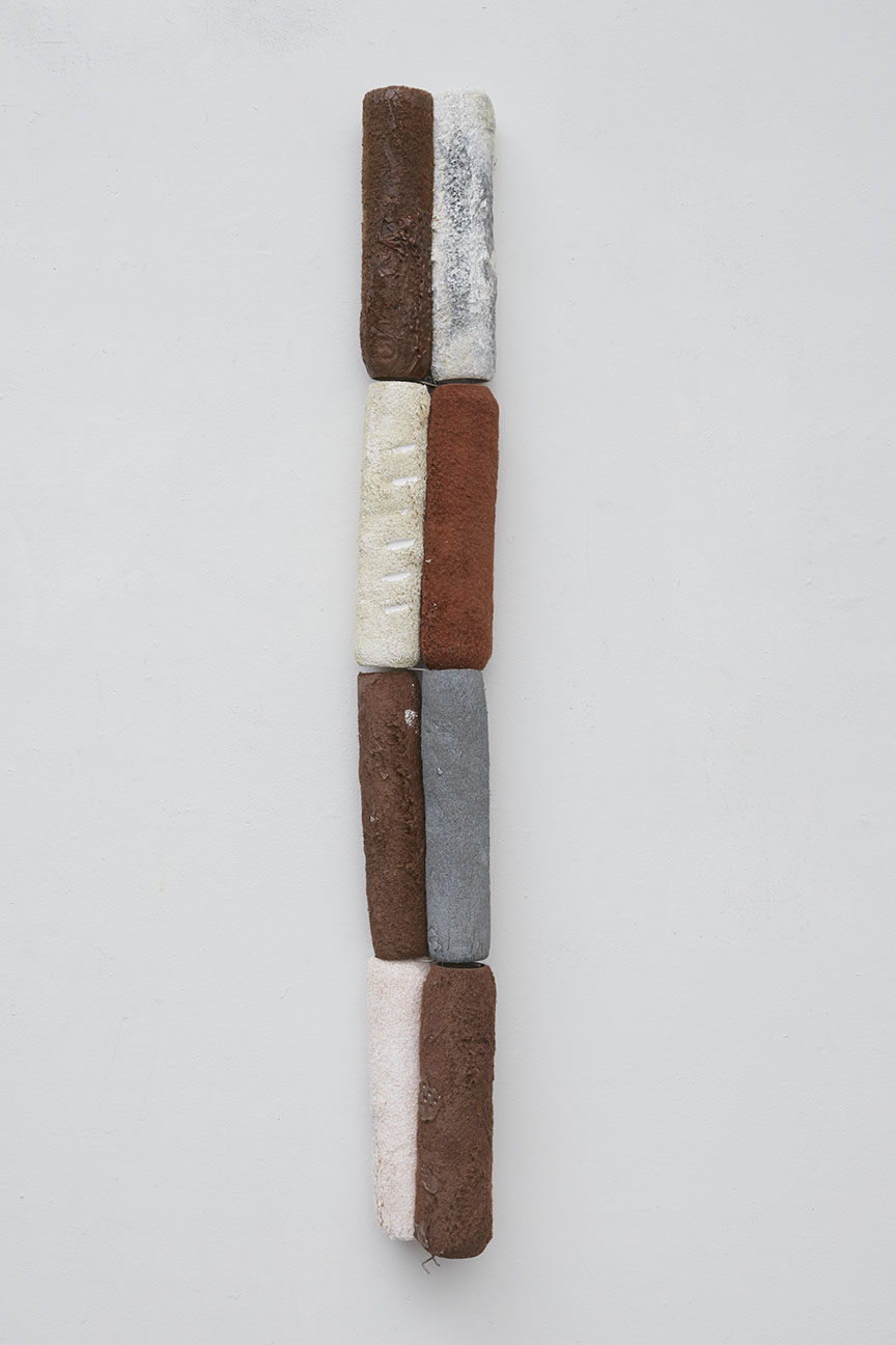 Charles Goldman UNTITLED (4X4) 2021 8 paint rollers, wire 2” X 4″ X 36”