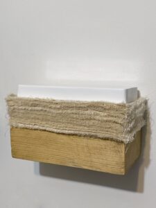 Howard Schwartzberg Bed Painting (white gloss) canvas, paint, wood, hydrocal, glue 5.5 x 9.5 x 5 in (13.97 x 24.13 x 12.7 cm)