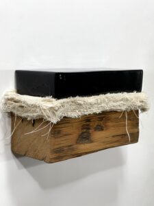 Howard Schwartzberg, Bed Painting (black gloss) canvas, paint, wood, hydrocal, glue 5.5 x 10 x 3.5 in (13.97 x 25.4 x 8.89 cm)