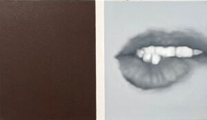 Michael St.John Lip Biter Oil and acrylic on canvas 14 x 24 in 2024