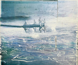 Heide Fasnacht 01. Echo River (Transiteers) 2023-2024 58” x 70” Mixed Media on Canvas