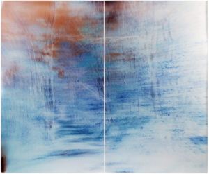 Motiongraph #34 Hill Top Road, Chichester, New York, 08:27 AM, October 17th 2016 Diptych: Two Unique Chromogenic Paper Negatives 50″ x 60.5″