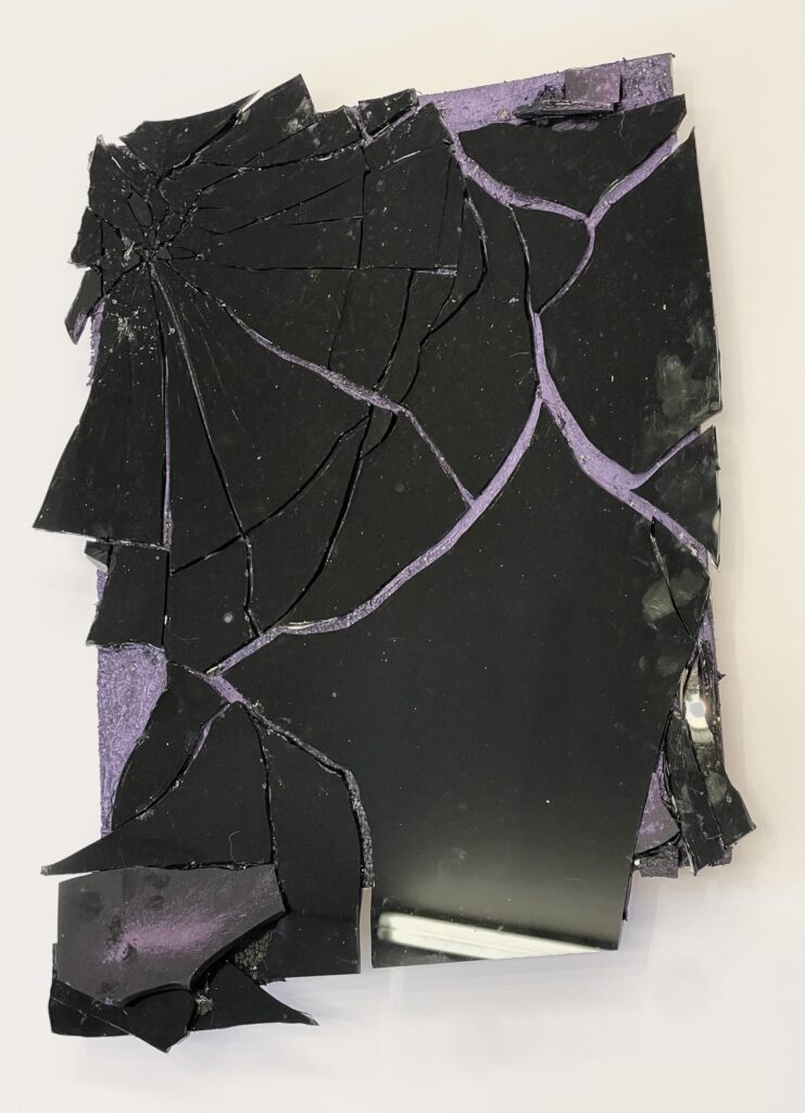 Michael David Purple Rain, 2025 Mirrored glass and silicone on wooden panels 18.5” x 25” x 2” in