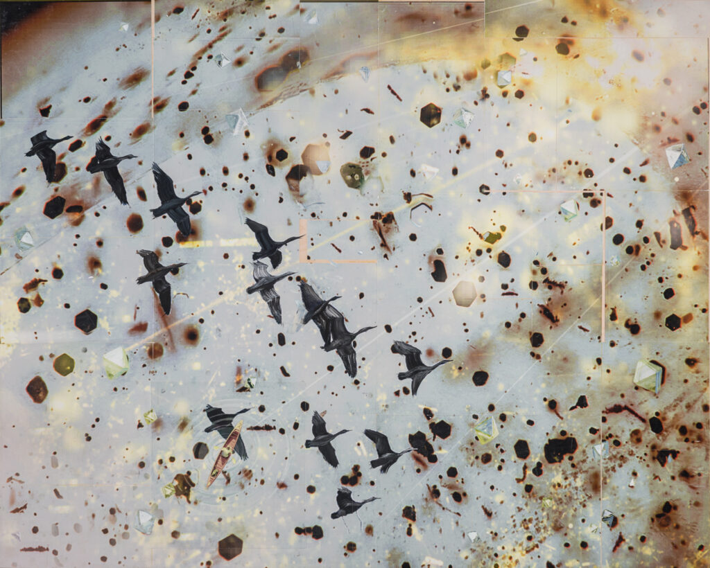 Heide Fasnacht, Diamond Life (Vagabonds) 48”x60” Mixed media painting on wood panel 2024