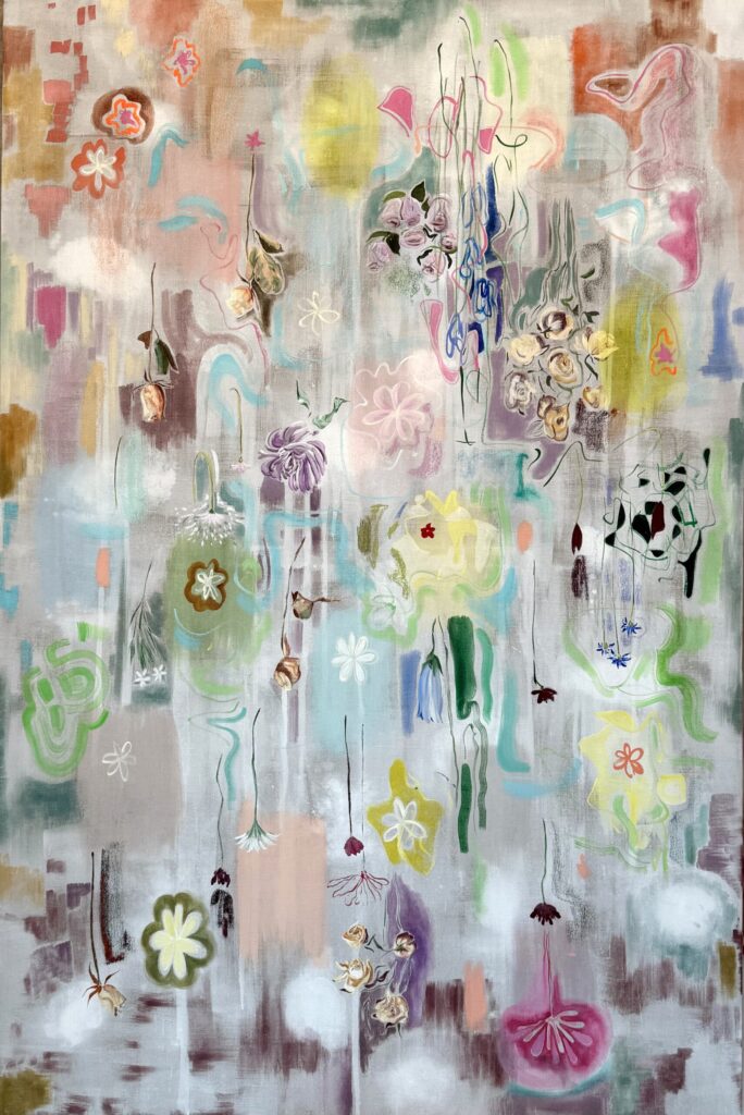 Donna Moylan, Grief Deferred (Sorrow Postponed) 2023-24 acrylic, oil and pastel on linen 72×48”